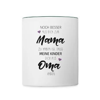 Beste Oma Mama Kinder Enkel Spruch Geschenk - Tasse zweifarbig - Weiß/Dunkelgrün - Vorne