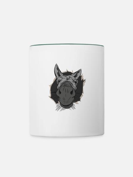 Esel Riss - Tasse zweifarbig - Weiß/Dunkelgrün