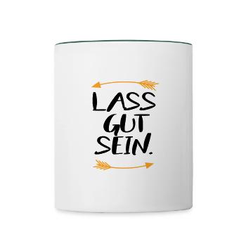 Lass gut sein - Tasse zweifarbig - Weiß/Dunkelgrün - Vorne