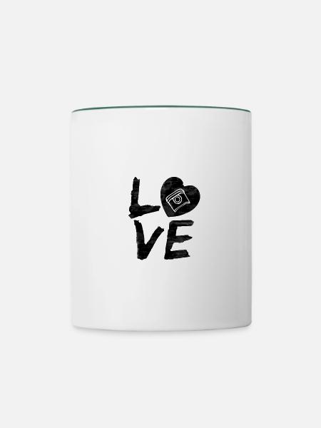 LOVE Kolben - Tasse zweifarbig - Weiß/Dunkelgrün
