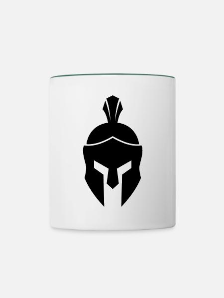 Spartaner Helm - Tasse zweifarbig - Weiß/Dunkelgrün