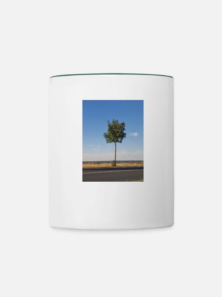 Einzelnes Bäumchen - Tasse zweifarbig - Weiß/Dunkelgrün