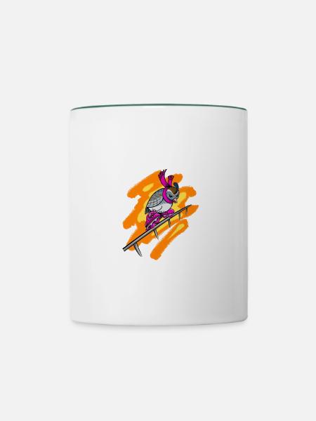 Wachtel / Quail Rollerblade - Tasse zweifarbig - Weiß/Dunkelgrün