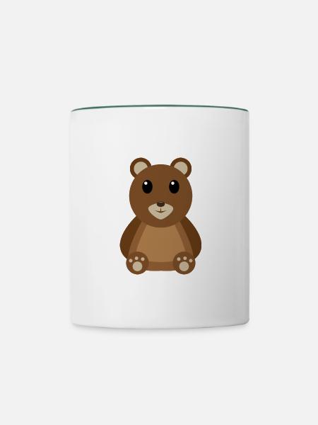 Teddybär Teddy Kuscheltier - Tasse zweifarbig - Weiß/Dunkelgrün