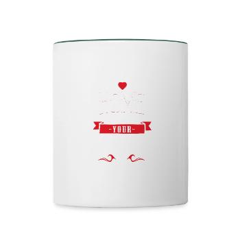 Home Ist Wo Deine Mama Ist Herz Spruch - Tasse zweifarbig - Weiß/Dunkelgrün - Vorne
