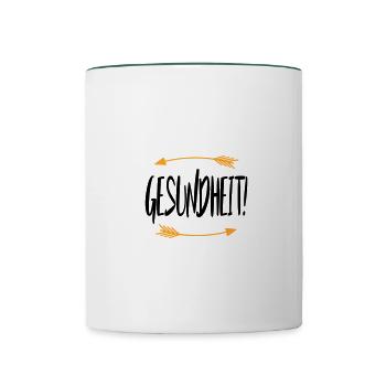 Sprüche Gesundheit - Tasse zweifarbig - Weiß/Dunkelgrün - Vorne