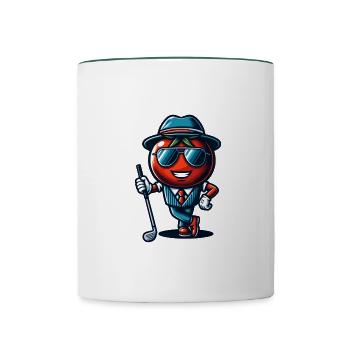 Lustige Golf-tomate Im Coolen Anzug Mit - Tasse zweifarbig - Weiß/Dunkelgrün - Vorne