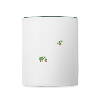 Zwei Pflanzen sind besser Gärtnerin Sprüche Damen - Tasse zweifarbig - Weiß/Dunkelgrün - Vorne