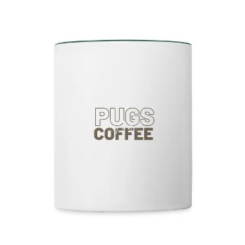Stylish Pugs & Coffee Font Design - Contrasting Mug - white/dark green - Front