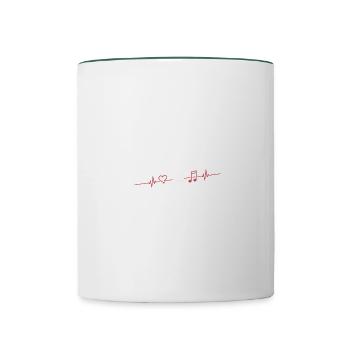 Schlagerhits Und Herzschlag - Musikliebe - Tasse zweifarbig - Weiß/Dunkelgrün - Vorne