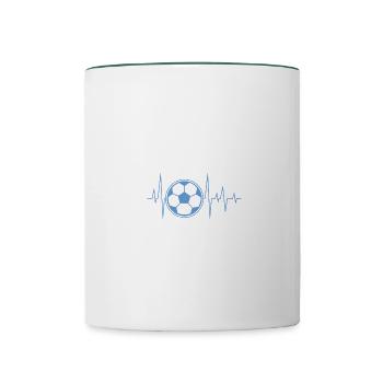 Fußball Herzschlag Leidenschaft Pur - Tasse zweifarbig - Weiß/Dunkelgrün - Vorne