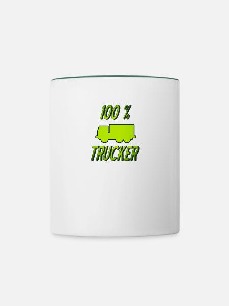 Trucker - Tasse zweifarbig - Weiß/Dunkelgrün