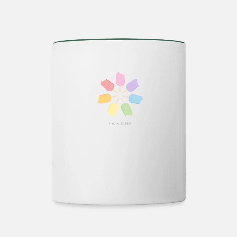 I'm a Biter Eis am Stiel Regenbogen - Tasse zweifarbig - Weiß/Dunkelgrün