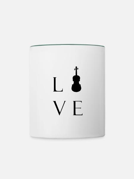 Geige - Tasse zweifarbig - Weiß/Dunkelgrün