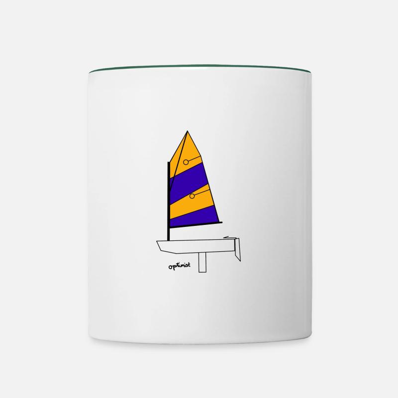 Voilier Optimist Variante 1 - Mug contrasté - blanc/vert foncé