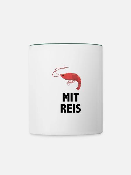 shrimps mit reis - Tasse zweifarbig - Weiß/Dunkelgrün