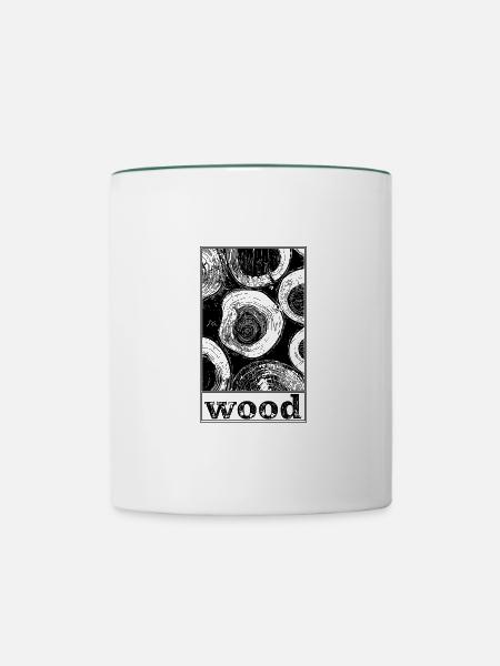 wood - Tasse zweifarbig - Weiß/Dunkelgrün
