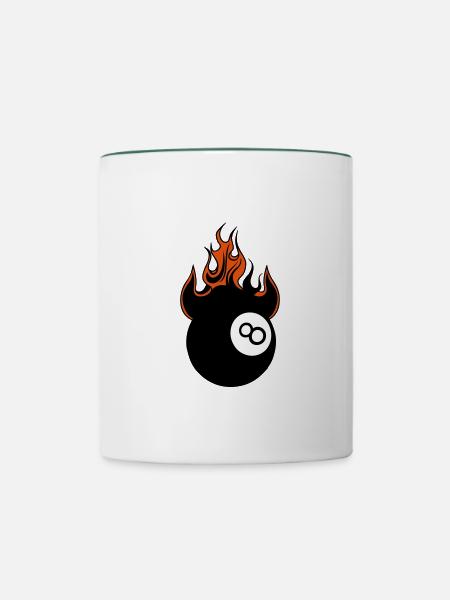 Feuerball mit Billardflamme - Tasse zweifarbig - Weiß/Dunkelgrün
