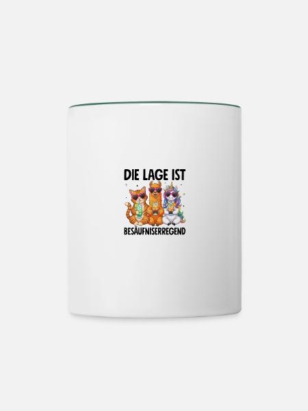 Die Lage Ist Besäufniserregend - Tasse zweifarbig - Weiß/Dunkelgrün