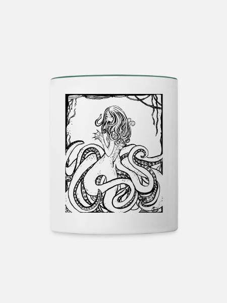 Lady Krake - Tasse zweifarbig - Weiß/Dunkelgrün