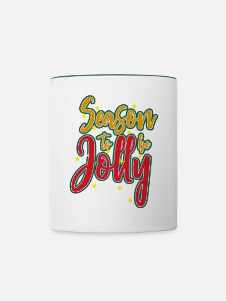 Season to be Jolly - Tasse zweifarbig - Weiß/Dunkelgrün
