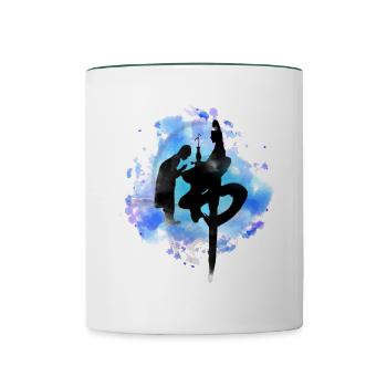 bouddhisme - Mug contrasté - blanc/vert foncé - Devant