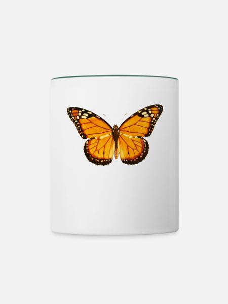 Schmetterling Lepidoptera Insektenkunde - Tasse zweifarbig - Weiß/Dunkelgrün
