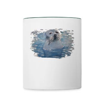 Phoque phoque - Mug contrasté - blanc/vert foncé - Devant