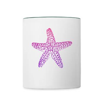 Seestern - Tasse zweifarbig - Weiß/Dunkelgrün - Vorne