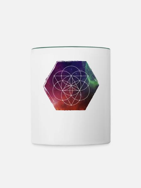 Heilige Geometrie - Samen des Lebens - Tasse zweifarbig - Weiß/Dunkelgrün