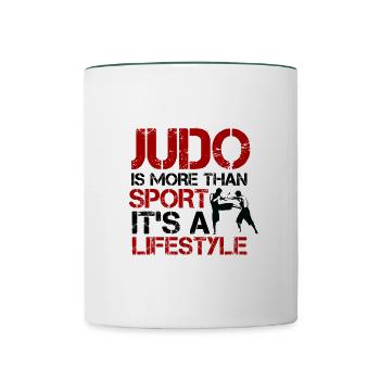 Le judo est plus que du sport T-shirt Arts Martiaux - Mug contrasté - blanc/vert foncé - Devant