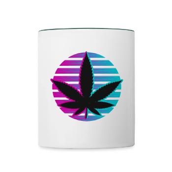 Kiffen Gras Kiffer Cannabis 420 Neon - Tasse zweifarbig - Weiß/Dunkelgrün - Vorne