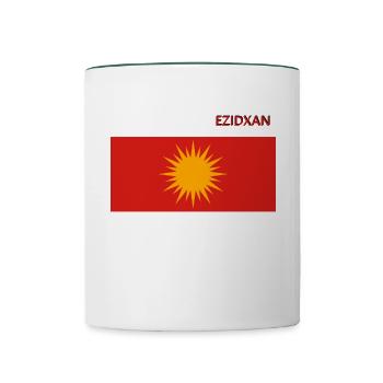Ezidxan Flagge Ezidi Fahne - Tasse zweifarbig - Weiß/Dunkelgrün - Vorne