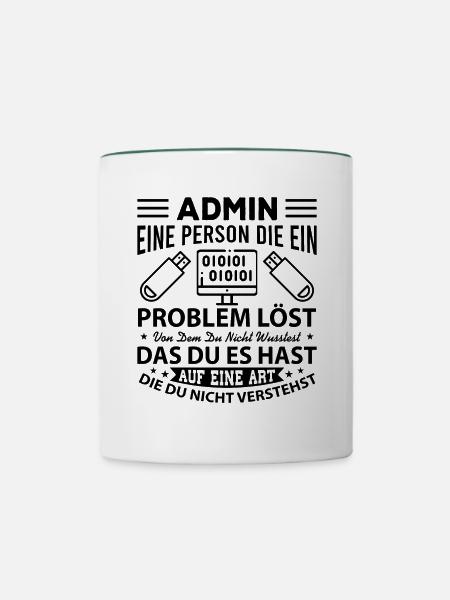 Administrator Admin - Tasse zweifarbig - Weiß/Dunkelgrün