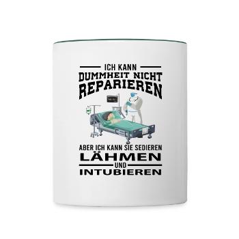 Spruch für Arzt - Tasse zweifarbig - Weiß/Dunkelgrün - Vorne