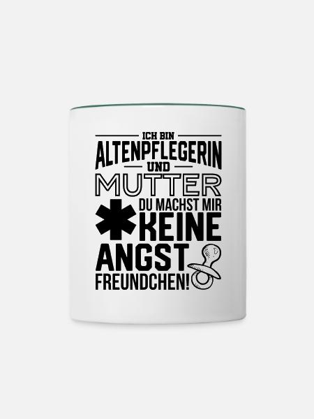 Altenpflegerin und Mama - Tasse zweifarbig - Weiß/Dunkelgrün