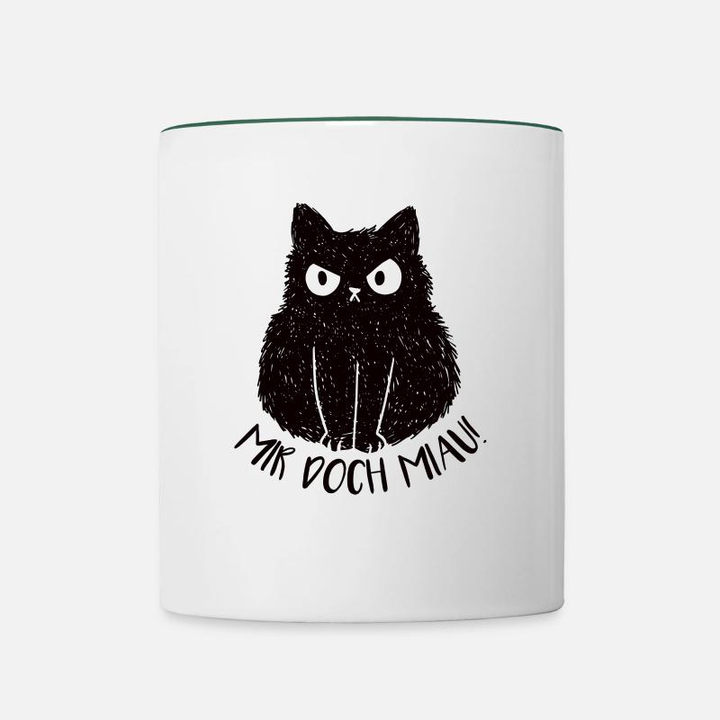 Schwarze Katze - Mir Doch Miau - Tasse zweifarbig - Weiß/Dunkelgrün