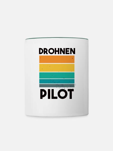 Drohnenpilot Spruch - Tasse zweifarbig - Weiß/Dunkelgrün