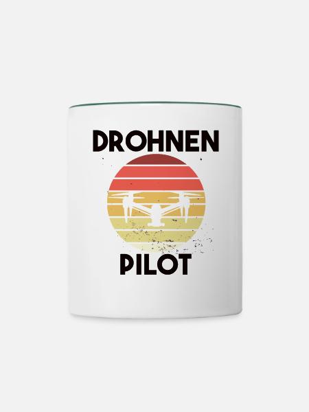 Drohnenpilot Spruch - Tasse zweifarbig - Weiß/Dunkelgrün