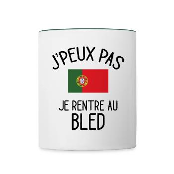 J'Peux Pas Portugal Humour Idée Cadeau Portugais - Mug contrasté - blanc/vert foncé - Devant