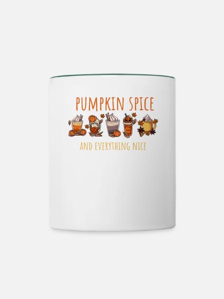Kürbis Herbst - Tasse zweifarbig - Weiß/Dunkelgrün