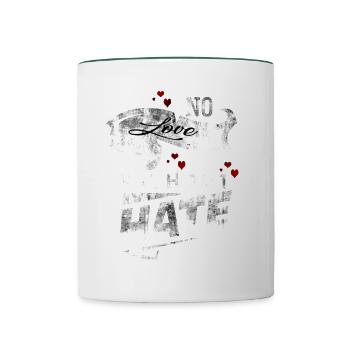 no love without hate keine liebe ohne hass motiv - Tasse zweifarbig - Weiß/Dunkelgrün - Vorne