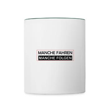 Manche fahren manche folgen Auto Fahrlehrer Taxi - Tasse zweifarbig - Weiß/Dunkelgrün - Vorne