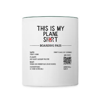 Devis de voyage de vacances - C’est mon avion - Mug contrasté - blanc/vert foncé - Devant