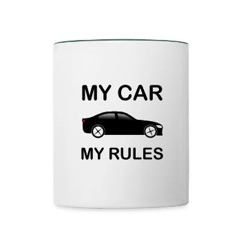 My Car My Rules Car Funny - Contrasting Mug - white/dark green - Front