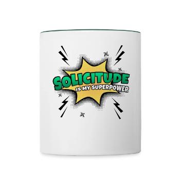 Caring is my superpower trait - Contrasting Mug - white/dark green - Front