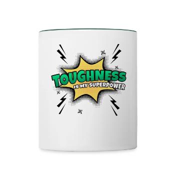 L’affirmation de soi est mon superpouvoir - Mug contrasté - blanc/vert foncé - Devant