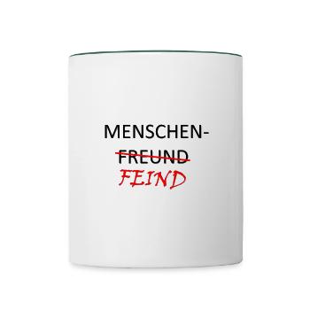 philanthropist enemy funny saying philanthropist - Contrasting Mug - white/dark green - Front