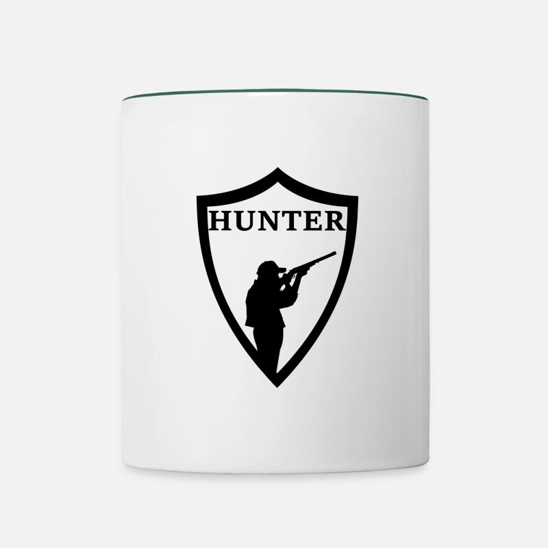 Hunter Abzeichen Jäger Jagd - Tasse zweifarbig - Weiß/Dunkelgrün