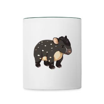 Niedliche Bergtapir-Illustration - Entzückendes Tier - Tasse zweifarbig - Weiß/Dunkelgrün - Vorne